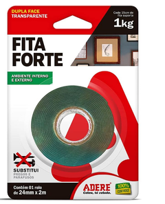 Fita Dupla Face 24mm x 2m Transparente Fita Forte Adere