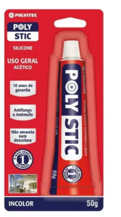 Adesivo silicone neutro 50g incolor poly stic