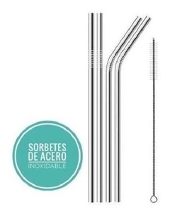 Kit sorbetes de acero curvos x 6 + limpiador de sorbete