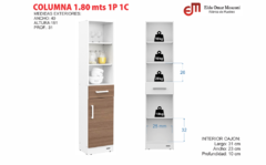 Columna 1,80 mts. – 1 Puerta / 1 Cajón 181 × 40 × 31 cm en internet