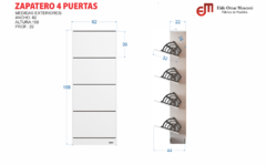 Zapatero 4 Puertas Nature 158 × 62 × 22 cm - tienda online