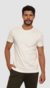 Camiseta Essencial Basicando Gola Redonda Lisa 100% Algodão Off White (Masculina)