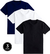 Kit 3 Camisetas Essenciais Basicando Lisa 100% Algodão Preto/Branco/Azul Marinho (Masculina)