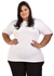 Camiseta Plus Size Essencial Basicando Lisa 100% Algodão Branca (Feminina)