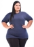 Camiseta Plus Size Essencial Basicando Lisa 100% Algodão Gola Redonda Azul Marinho (Feminina)