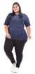 Camiseta Plus Size Essencial Basicando Lisa 100% Algodão Gola Redonda Azul Marinho (Feminina) - comprar online