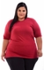 Camiseta Plus Size Essencial Basicando Lisa 100% Algodão Gola Redonda Vermelha (Feminina)