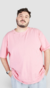 Camiseta Plus Size Essencial Basicando Lisa 100% Algodão Rosa (Masculina)