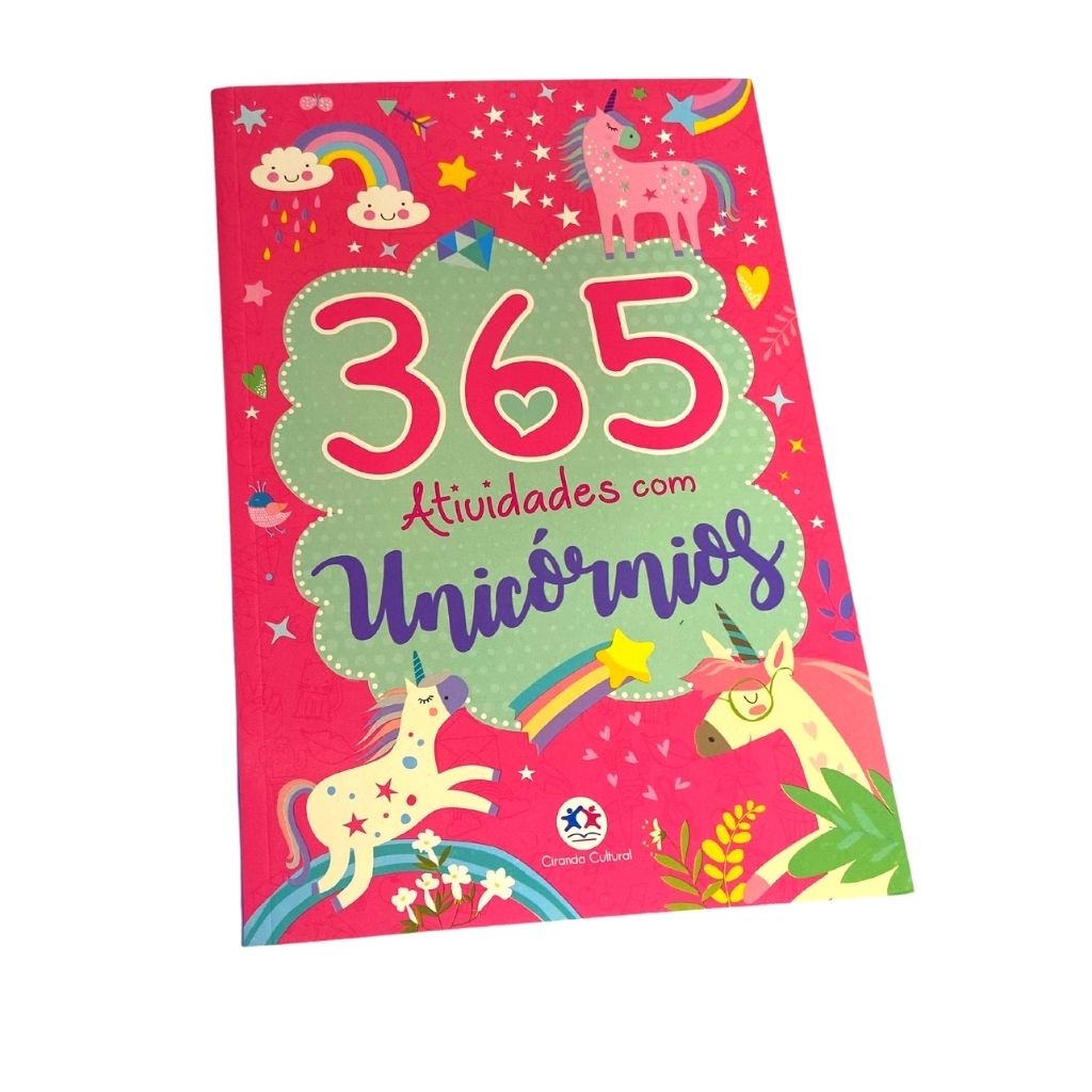 Livro 365 Atividades e Desenhos Para Colorir Unicórnios