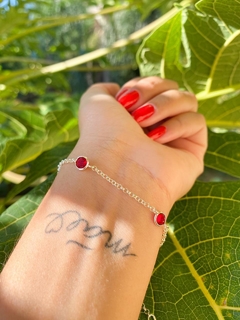 Pulseira com Zircônia Vermelha Prata 925 - comprar online