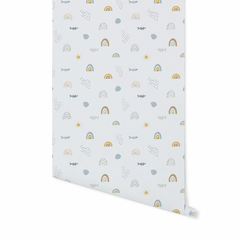 Papel de Parede P Estampa Chuva e Sol Azul Textura Linho L1m x A1,70m - Mercato Cuore