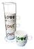Tazas Apilables X4 Mug De Ceramica Love Grande Para Cafe Te - De Diseño
