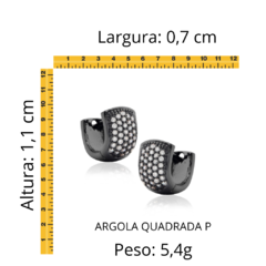 Argola Quadrada Cravejado Em Zircônia Cristal "P" - comprar online