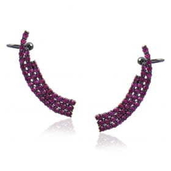 Brinco Ear Cuff Cravejado Em Zircônia Cor Rubi