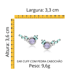 Brinco Ear Cuff Com Pedra Cabochão Ametista Banho Ródio Negro Zircônia Cristal e Esmeralda - comprar online