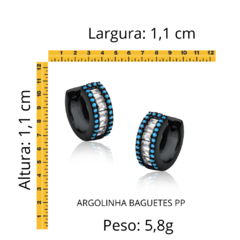 Argola Em Zircônias Cristais em Formato Baguete "PP" - comprar online