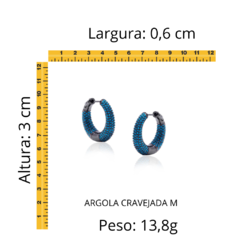 Argola Cravejado Em Zircônia Turqueza"M" - comprar online