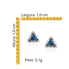 Brinco Triangulo Delicado Com Pedra Safira E Micro Zircônia Cristal - comprar online