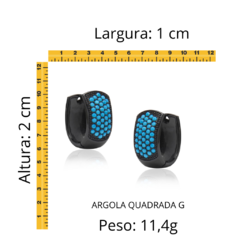 Argola Quadrada Cravejado Em Zircônia Turqueza"G" - comprar online