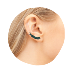 Brinco Ear Cuff Cravejado Em Zircônia Cor Esmeralda na internet