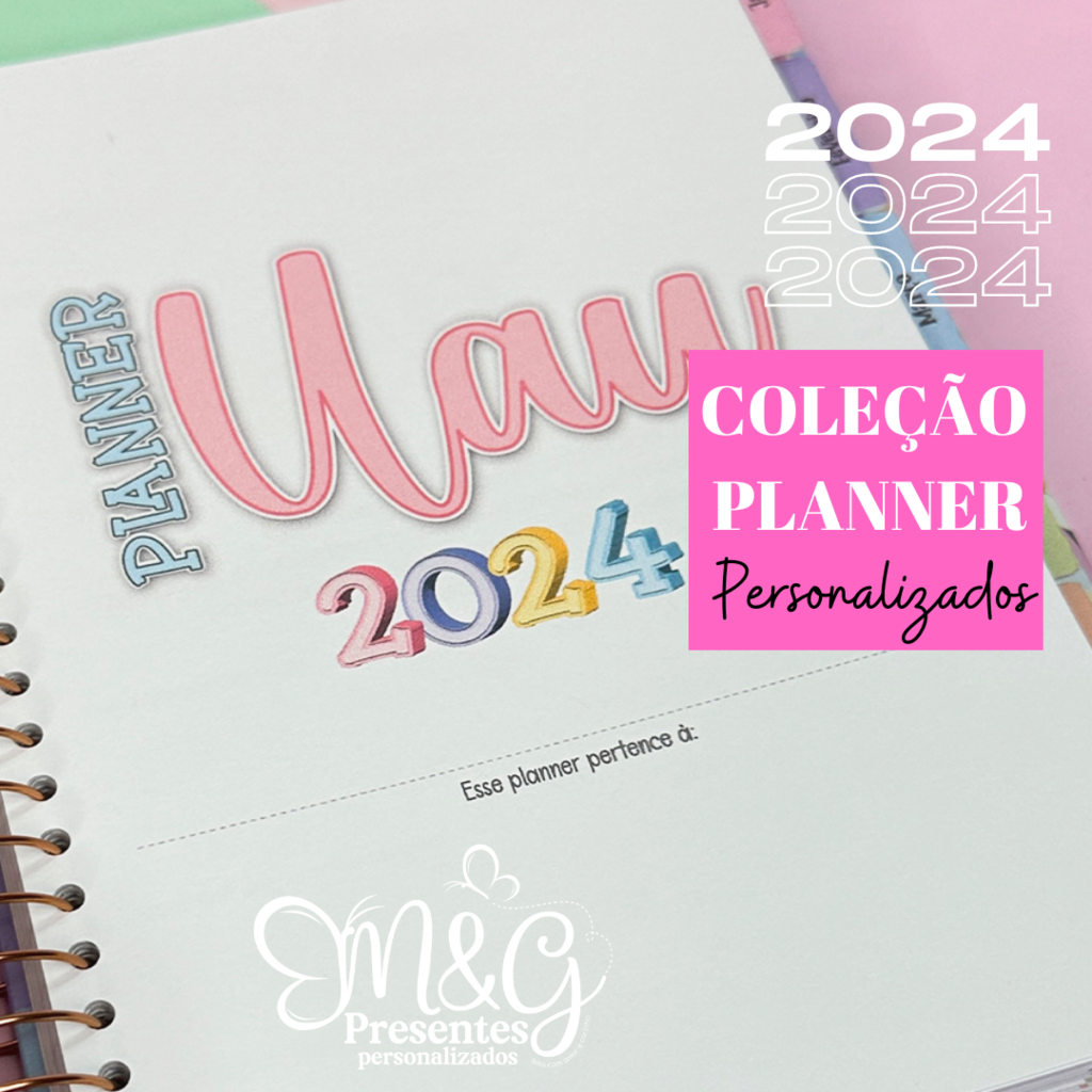 Agenda Planner Anual 2024 Rosa Personalizado Com Nome