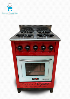 Cocina 57,5cm roja puerta de vidrio