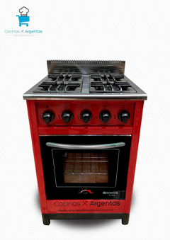 Cocina 57,5cm roja puerta de vidrio - Cocinas Argentas