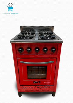 Cocina 57,5cm roja puerta de vidrio - comprar online