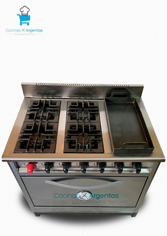 Cocina 90cm acero 4 hornallas y plancha puerta ciega en internet