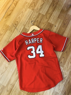 Camiseta de beisebol juvenil Majestic Washington Nationals #34 Bryce Harper - Brechó Valenttinas