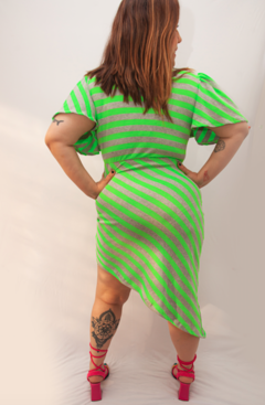 Vestido Assimétrico Verde Neon - comprar online