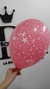 GLOBO IMPRESO ESTRELLAS ROSADO 12" DE LATEX BOMBUCHA x10 U