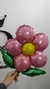 GLOBO FORMA FLOR ROSA CON HOJAS 18"