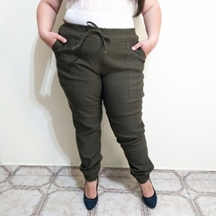 Calça Jogger Plus Size de Bengaline - verde oliva na internet