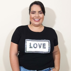 T-shirt Love com Lantejoulas