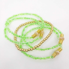 Mix pulseiras de miçangas verde e dourado - comprar online