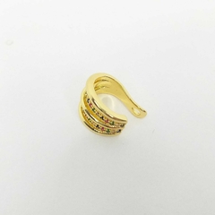 Piercing fake de pressão de orelha dourado com pedras coloridas - comprar online