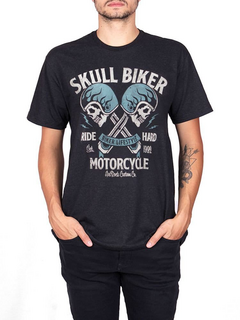 CAMISETA MOTO SKULL BIKE PRETA JAGUAR