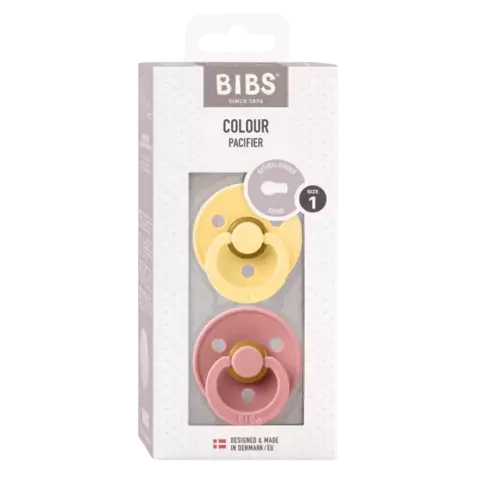 CHUPETES BIBS PALE BUTTER/DUSTY PINK