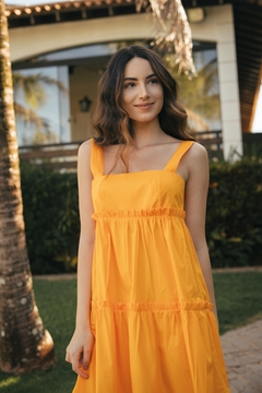 Vestido Tricoline Prumo Laranja Cítrico - Hygge Clothing