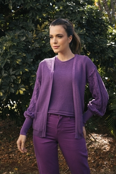 Cardigan Tricot Dresden Roxo