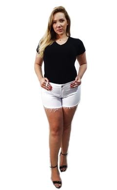 short jeans feminino plus size cintura alta com lycra