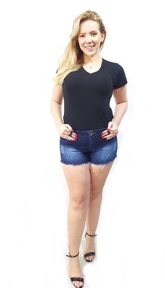 Kit 2 short jeans feminino plus size cintura alta com lycra - comprar online