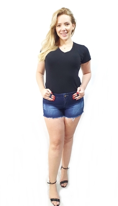 short jeans feminino plus size cintura alta com lycra