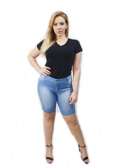 Bermuda Jeans feminina Plus Size ciclista Jump com Lycra na internet