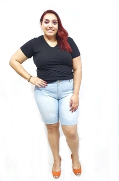 Bermuda Jeans feminina Plus Size ciclista Jump com Lycra - Hit Jeans