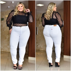 Calça jeans feminina plus size Skinny cintura alta com lycra - loja online