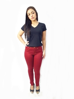 Calça jeans feminina Skinny cintura alta com lycra