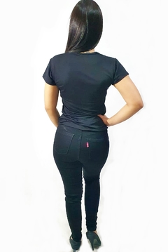 Imagem do Calça jeans feminina Skinny cintura alta com lycra