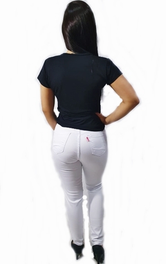 Calça jeans feminina Skinny cintura alta com lycra